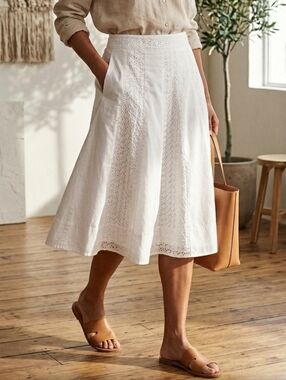 🤍Pure Cotton A-Line White Skirt H&M